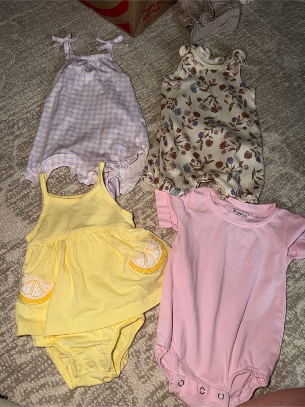 Baby 0-3 Pastel Tank Bodysuits - Pink, Yellow, Floral, Lavender